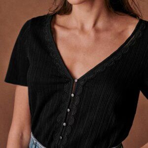 Sezane Maddie T-Shirt Black XS